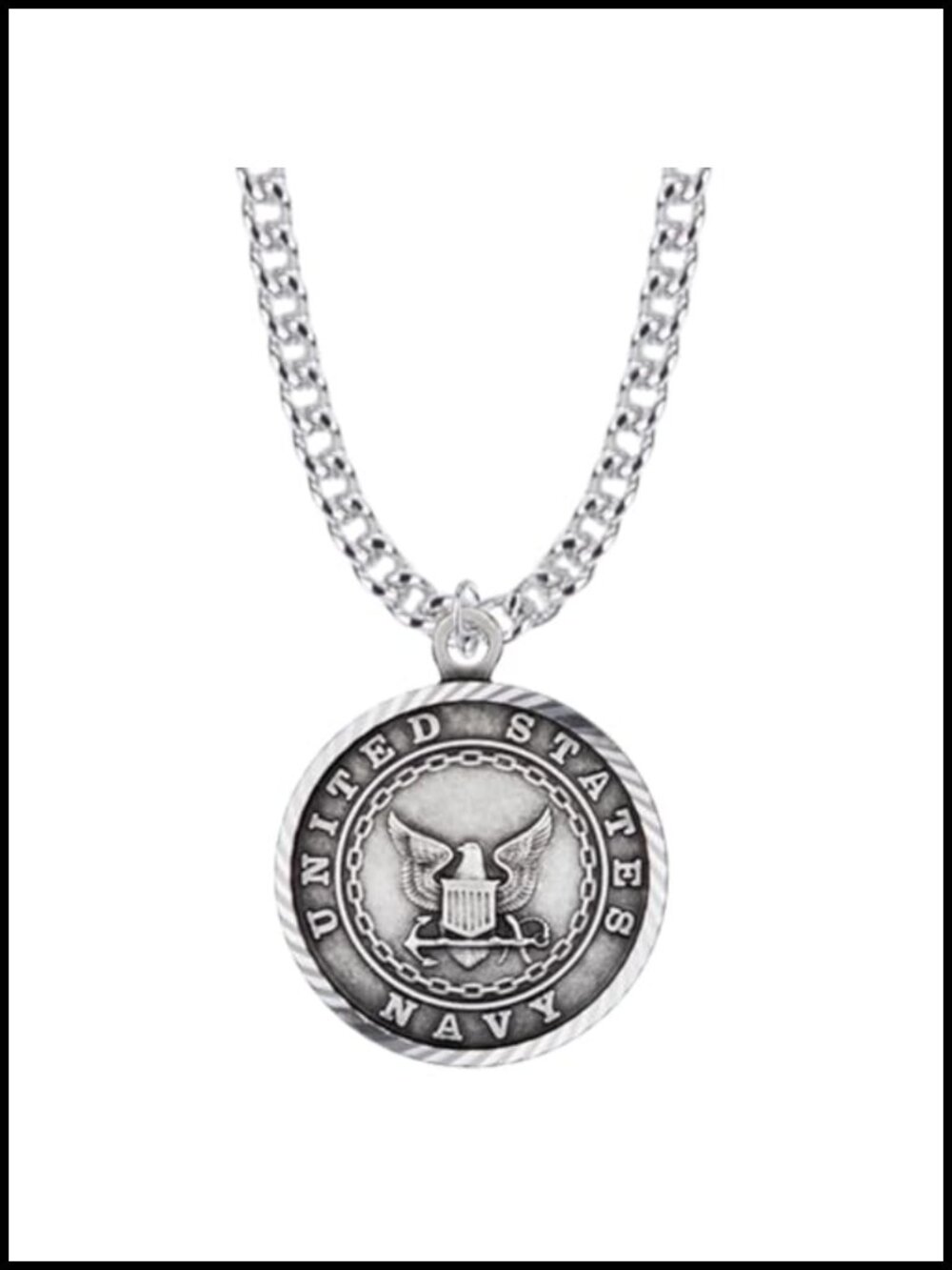 Sterling Silver St Michael Military Pendant Necklace 24" Chain